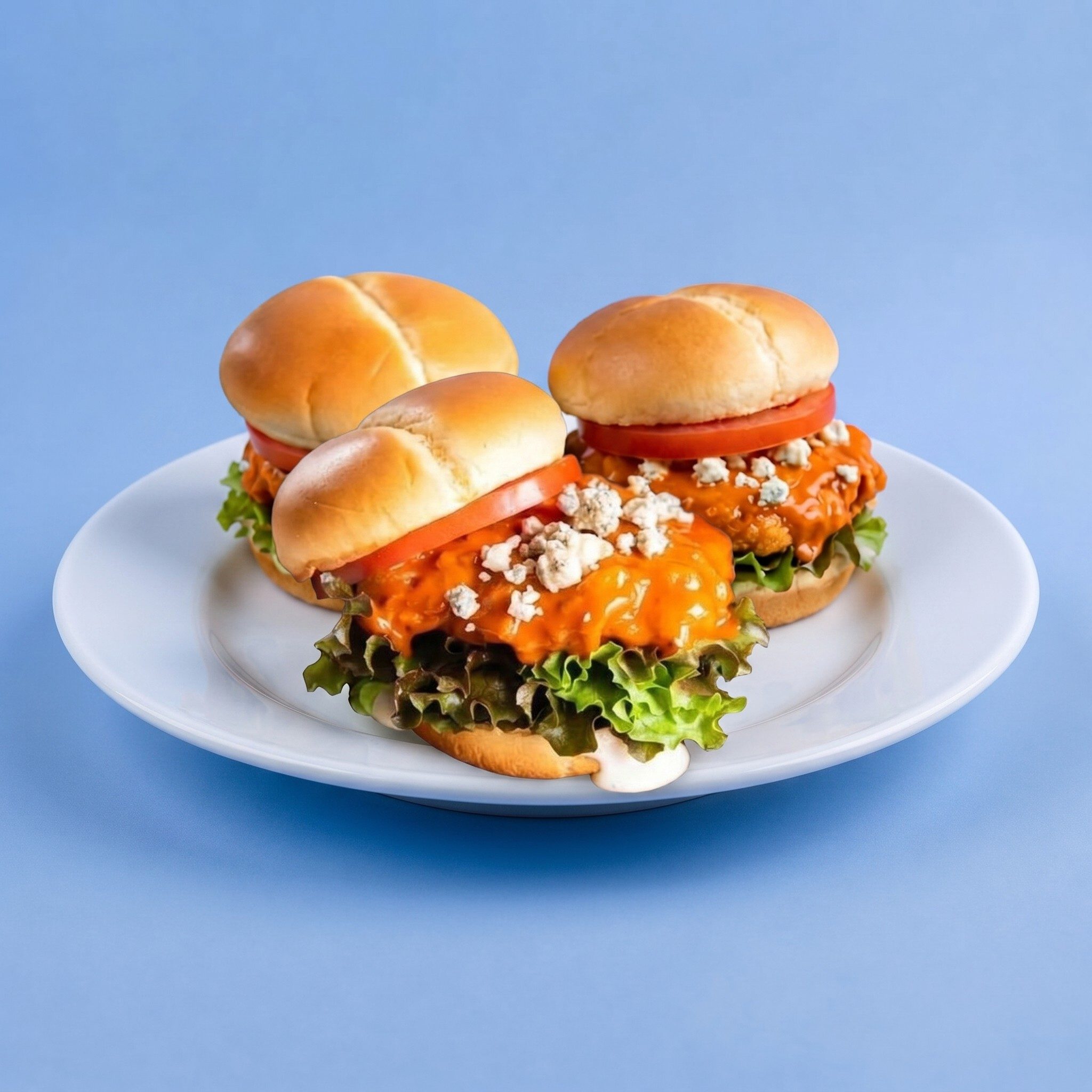 Garlic Buffalo Fried Chicken Breast Sandwich.